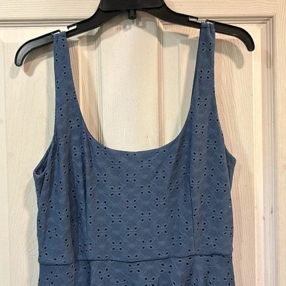 Anthropologie HUTCH Olivia Eyelet Blue Skater Dress Coastal Vacation Medium - Picture 8 of 16